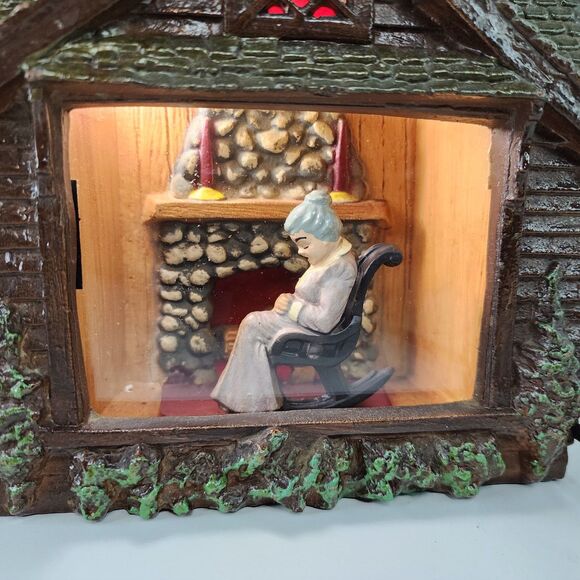 Vintage Haddon Home Sweet Home Lighted Clock Grandma Rocker Fireplace Model 30 U - Picture 2 of 16